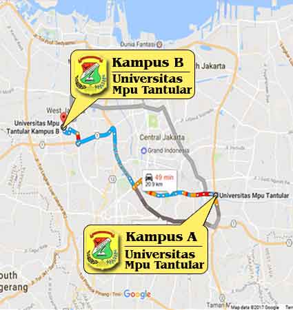 Peta Lokasi Kampus (Google Map) Mpu Tantular Kedoya Jakarta  Nomor